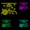 Interior car carwash neon color set icon. Simple thin line, outline vector of car wash icons for ui and ux, website or mobile