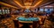 Interior of a casino hotel in Las Vegas, Nevada, United States people playing at the slot machine inside the Wynn in the