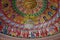 Interior ceiling of Swaminarayan temple with gods, deities and dancing figures carved on the same. Nilkanthdham, Poicha