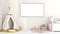Interior of children\\\'s room with wigwam and a mockup poster frame. AI Generative