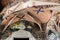 Interior of church of Colonia Guell Gaudi Crypt in La Colonia Guell in Barcelona, Spain