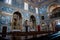 Interior of the Church of Santiago lined with blue tile panels and altars, Alcácer do Sal - PORTUGAL