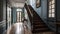 Interior of classic staircase corridor. Colonial, country style