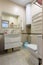 The interior of a compact toilet room in an apartment