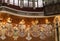 The interior of the concert hall of the Palace of Catalan music with sculptures depicting Greek muses. Barcelona,