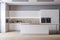 interior counter nobody contemporary modern white house design home apartment kitchen. Generative AI.