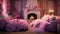 Interior of a cozy room in Barbie style