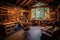 interior of a cozy woodworking workshop. essence of craftsmanship, tradition, and passion for woodworking. Generative AI
