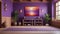 Interior of a cozy yoga room in purple tones.