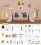 Interior creator. Dinning room. Cartoon vector illustration