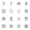 Interior decorations line icons set