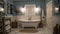 Interior deisgn of Bathroom in Coastal style with Clawfoot tub