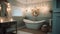 Interior deisgn of Bathroom in Coastal style with Clawfoot tub