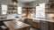 Interior deisgn of Kitchen in Farmhouse style with Farmhouse sink