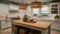 Interior deisgn of Kitchen in Farmhouse style with Kitchen island