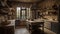 Interior deisgn of Kitchen in Rustic style with Kitchen Island