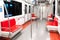 Interior of a deserted stylish modern subway car