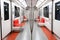 Interior of a deserted stylish modern subway car