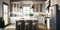 Interior Design of a bright, roomy, and contemporary farmhouse style kitchen. Generative AI