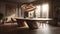 Interior Design: Dining Room, Organic Shaped and Natural Materials. Generative AI