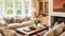 Interior design, home decor, sitting room and living room, white sofa and furniture in English country house and elegant