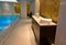 Interior design of luxurious wellness spa resort with thermal swimming pool