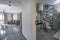 Interior design of luxury apartment living room and bathroom