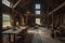 An interior design magazine style photo of the interior of a barn. Generative AI