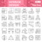 Interior design thin line icon set, room decor symbols collection or sketches. Repair thin linear style signs for web