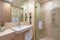 Interior design of villa, house, home, condo and apartment feature bathroom, toilet, shower and basin