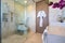 Interior design of villa, house, home, condo and apartment feature bathroom, toilet, shower and basin