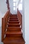 The interior design of wood stair is a modern style in the white