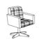 Interior element 80s, a rotating upholstered chair made of checkered material for comfort, cozy