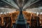 Interior of a empty commercial airplane with leather seats