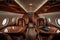 Interior of a empty private jet with leather seats