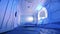 Interior of an empty room in a capsule hotel