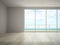 Interior of empty room with sea view 3D rendering