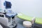 Interior of examination room with ultrasonography machine in hospital. Selective focus