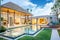 Interior and exterior design of pool villa with swimming pool of the house or home building