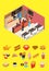 Interior Fast Food Restaurant and Elements Part Isometric View. Vector