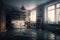 Interior of a flooded flat. AI