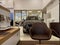 Interior of generic Skoda Car showroom with client waiting area