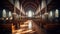 Interior of a gothic church with incredible light