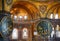 Interior of the Hagia Sophia with Islamic and elements on the to