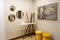 The interior of the hallway in a country house with decorative elements