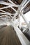 Interior of historic, white covered bridge, Groveton, New Hampshire.