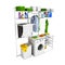 Interior of home laundry on a white background without shadow 3d