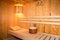 Interior of a home sauna