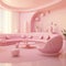 The interior of the house designed with candy pink color, barbie concept