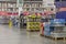 The interior of the hypermarket. Home appliances sales department. Blurred